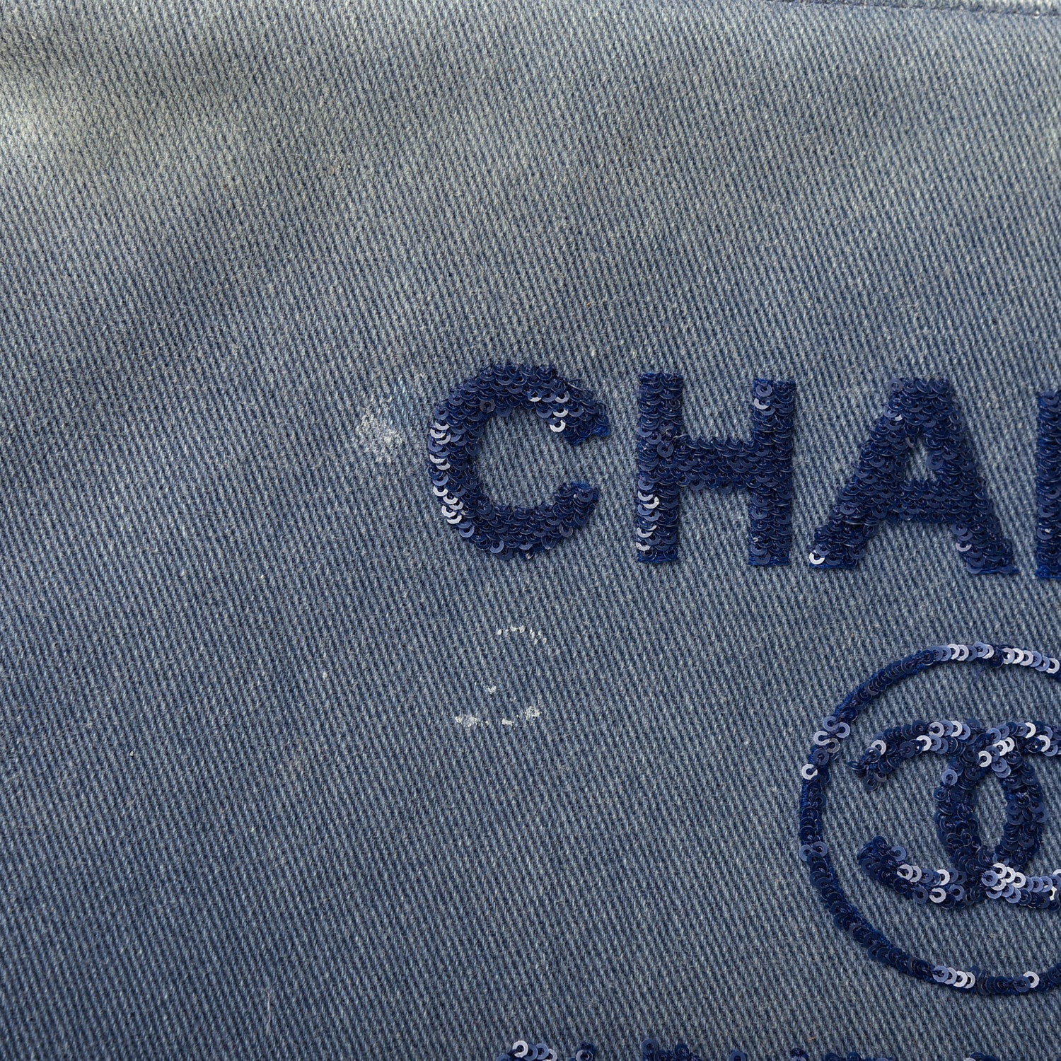 Chanel Canvas Sequins Large Deauville Cosmetic Pouch Navy 8 of 8