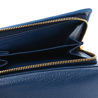 Miu Miu Goatskin Madras Compact Flap Wallet Cobalto Marea 7 of 8