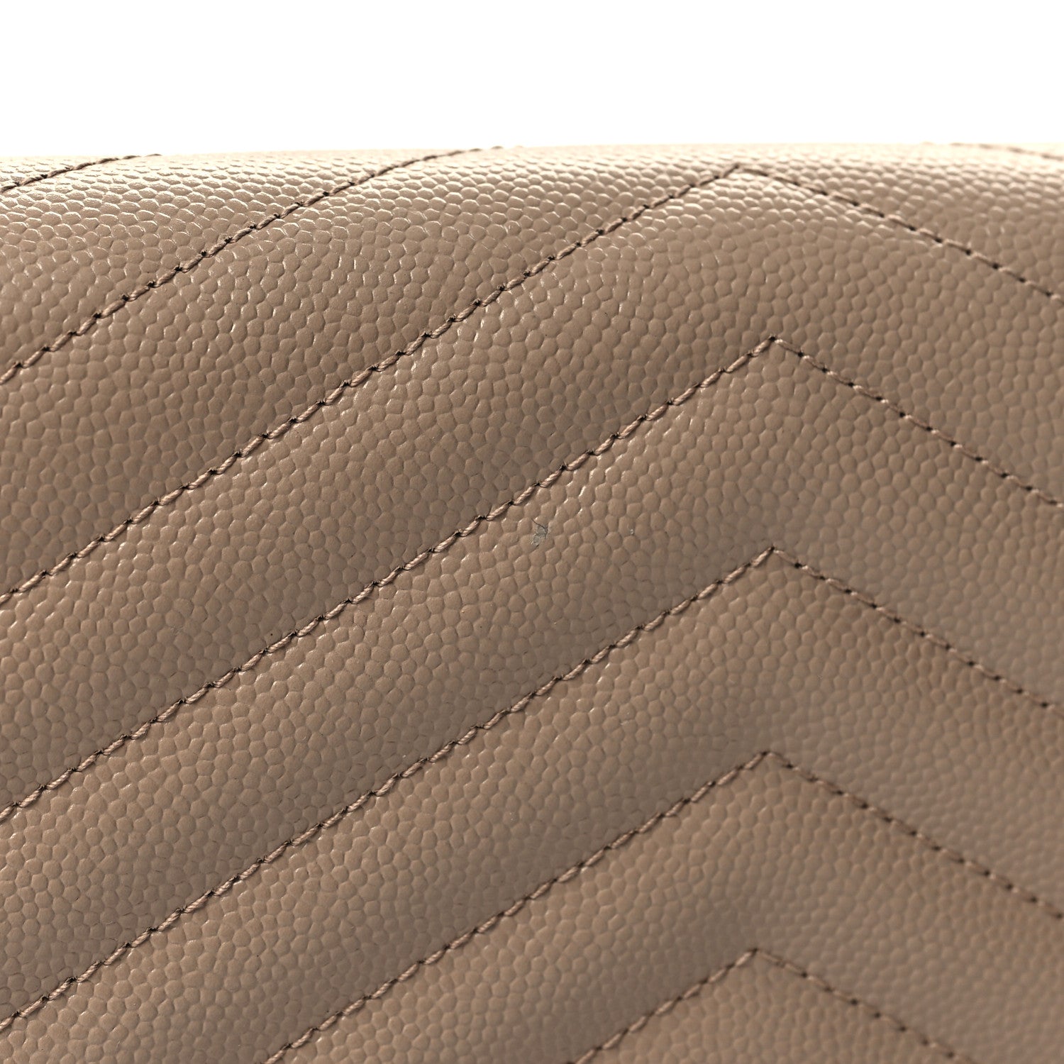 Saint Laurent Grain De Poudre Matelasse Chevron Monogram Flap Wallet Dark Beige 11 of 12