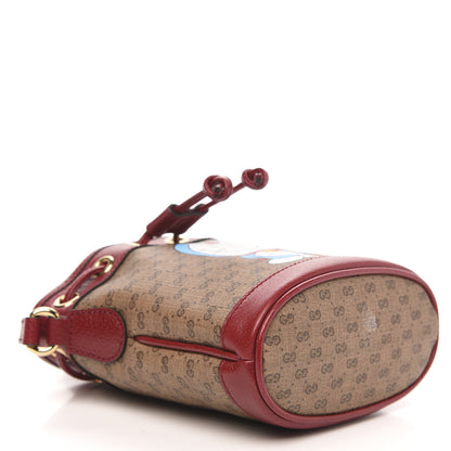 Gucci X DORAEMON Mini Vintage GG Supreme Monogram Textured Dollar Calfskin Mini Bucket Bag Beige Ebony Multicolor New Cherry Red 4 of 12