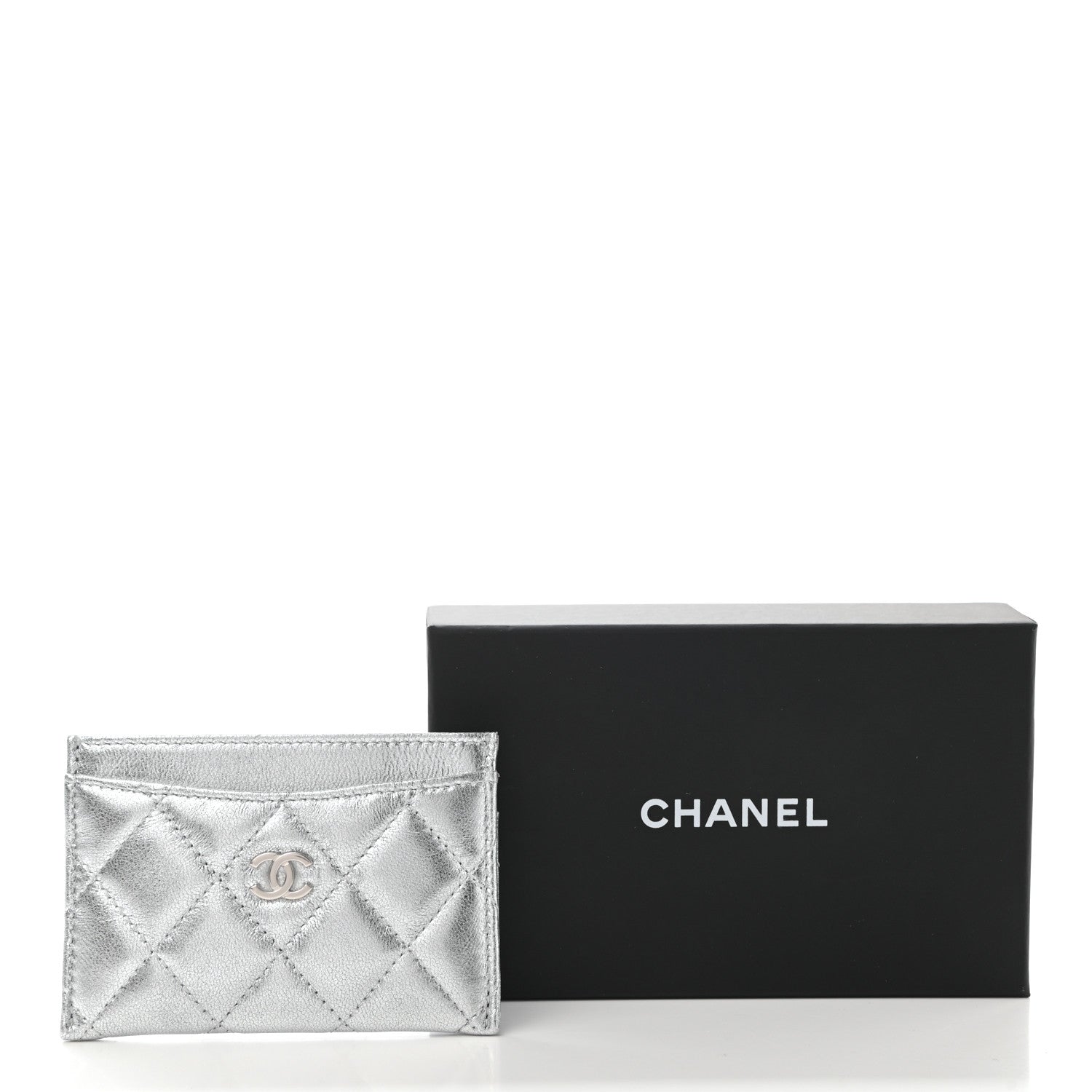 Chanel Metallic Lambskin Quilted Card Holder Silver 8 of 8