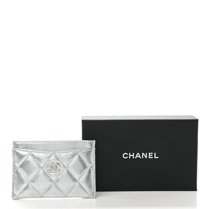 Chanel Metallic Lambskin Quilted Card Holder Silver 8 of 8