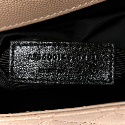 Saint Laurent Grain De Poudre Mixed Matelasse Large Triquilt Monogram Satchel Dark Beige 7 of 14