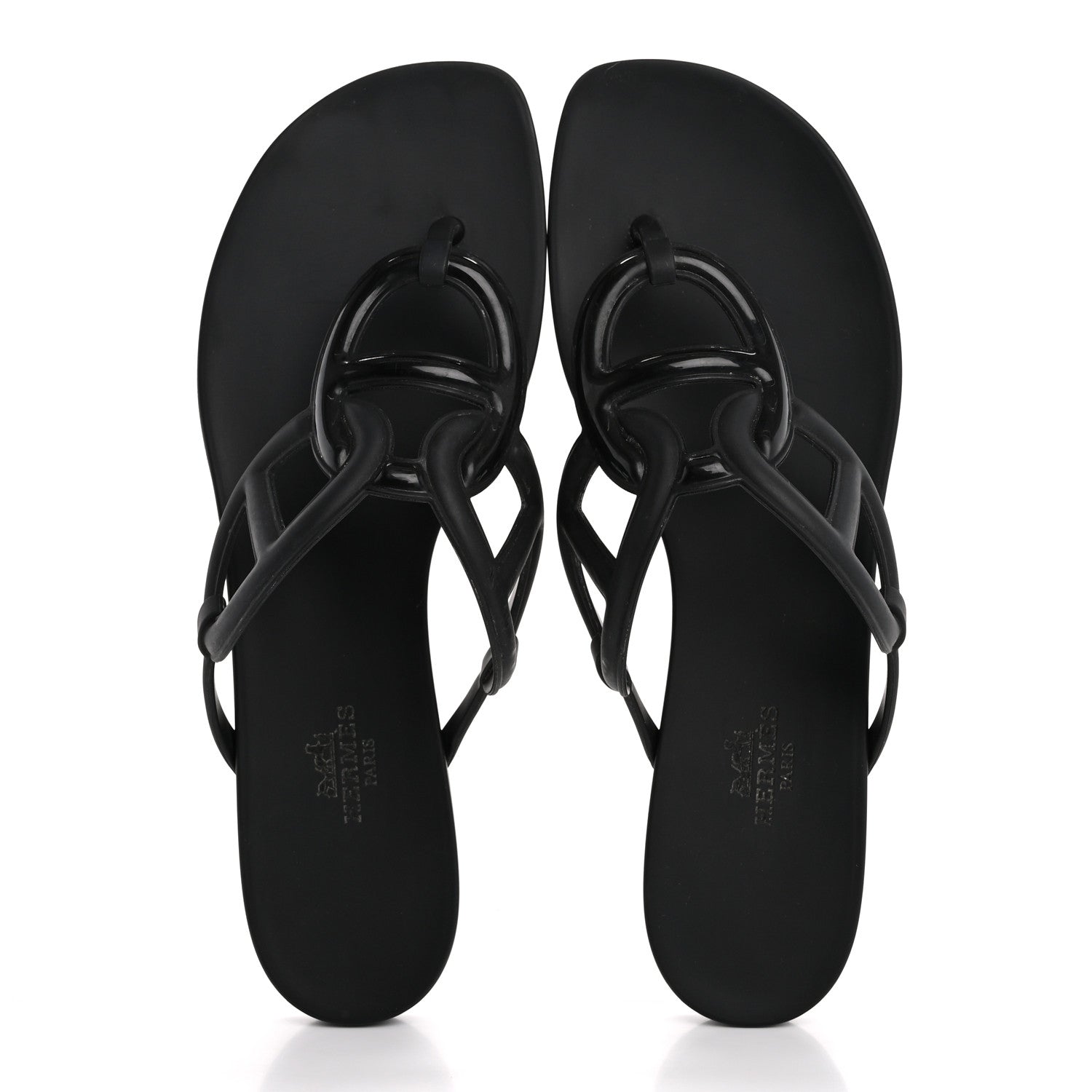 Hermes Rubber Womens Egerie Sandals 39 Black 2 of 12