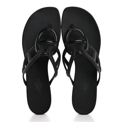 Hermes Rubber Womens Egerie Sandals 39 Black 2 of 12