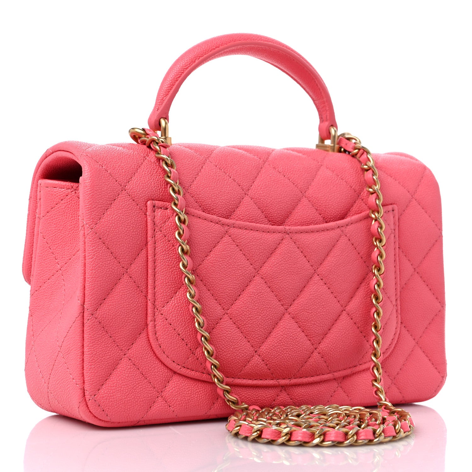 Chanel Caviar Quilted Mini Top Handle Rectangular Flap Pink 3 of 9