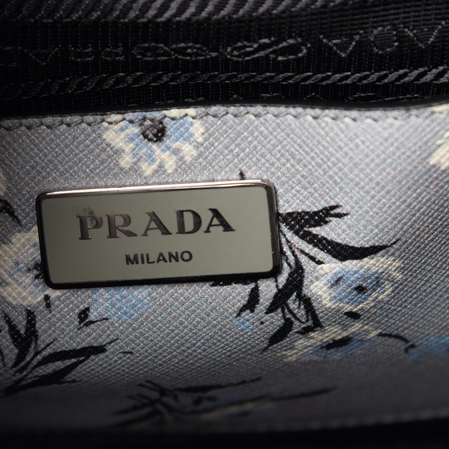 Prada Soft Saffiano Floral Print Twin Pocket Tote Acciaio 7 of 7