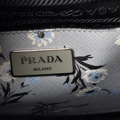 Prada Soft Saffiano Floral Print Twin Pocket Tote Acciaio 7 of 7