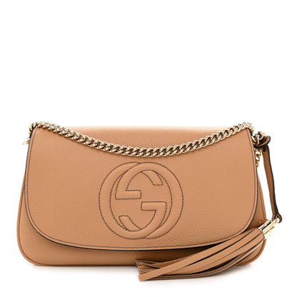Gucci Pebbled Calfskin Medium Soho Flap Crossbody Camelia 1 of 10