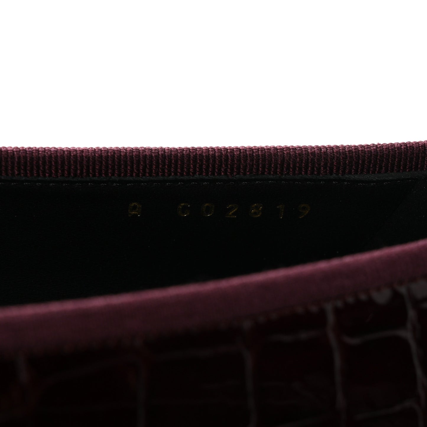 Patent Calfskin Crocodile Embossed Ballerina Flats 36.5 Dark Burgundy Black