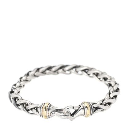 David Yurman Sterling Silver 14K Yellow Gold 6mm Wheat Chain Bracelet 3 of 4
