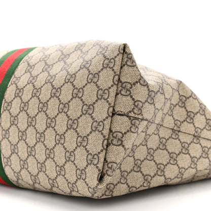 Gucci GG Supreme Monogram Textured Calfskin Web Medium Ophidia Shopping Tote Beige Ebony New Acero 10 of 10