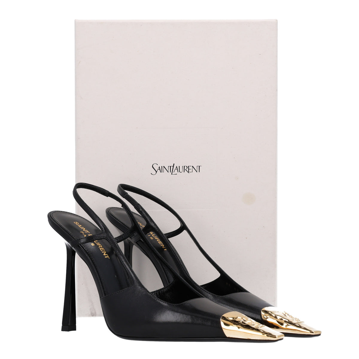 Saint Laurent Smooth Calfskin Jeanne 110 Slingback Pumps 38 Black 11 of 11