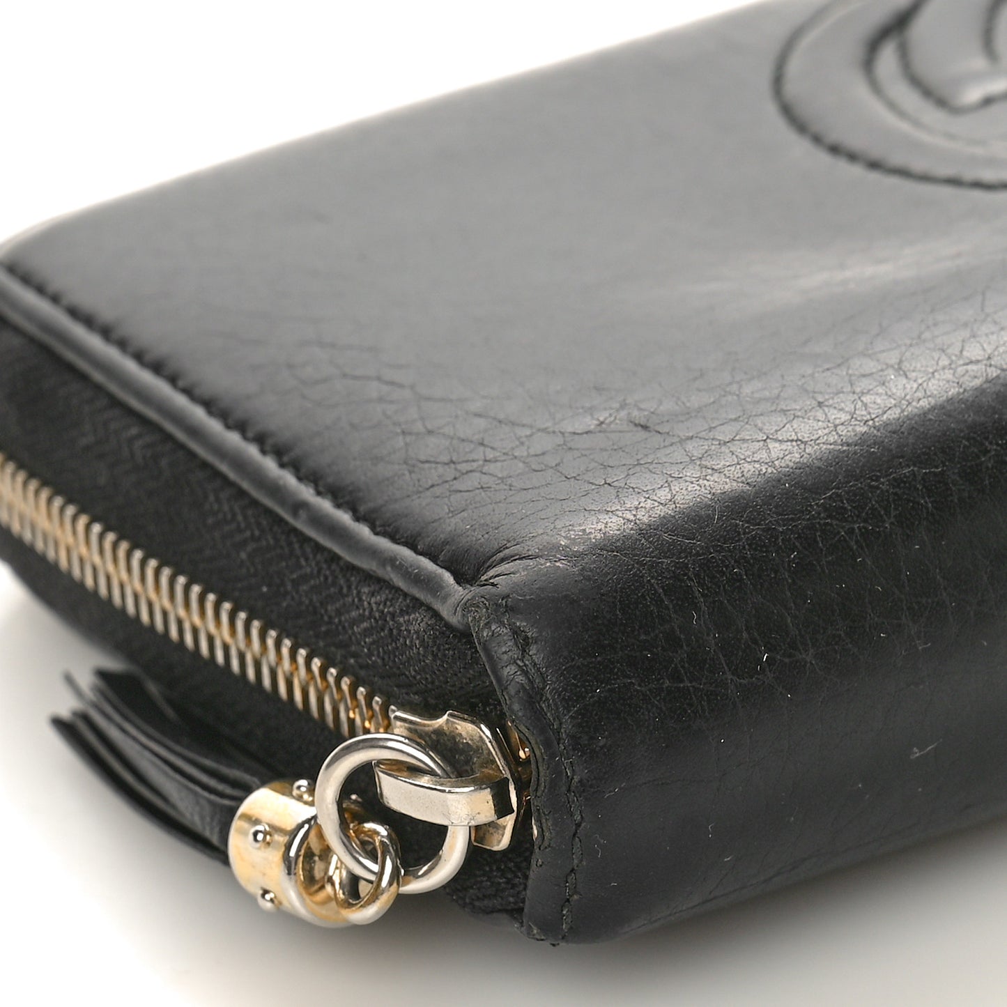 Pebbled Calfskin Soho Zip Around Wallet Black