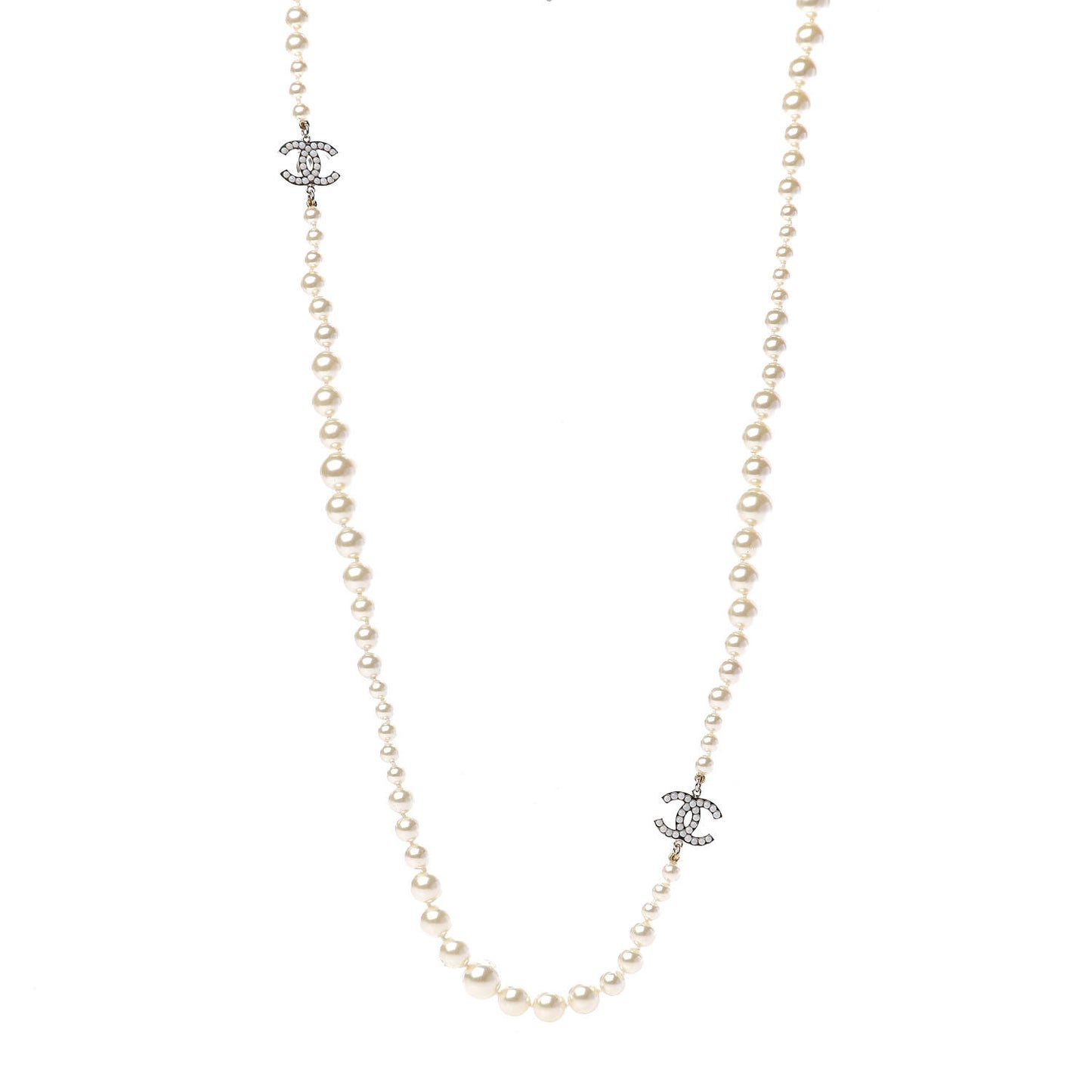 Crystal Pearl CC Short Necklace Gold