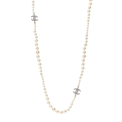 Chanel Crystal Pearl CC Short Necklace Gold 1 of 3