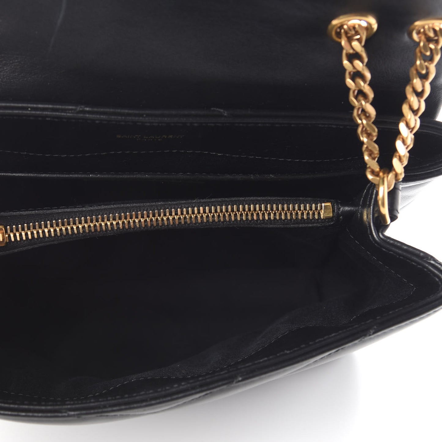 Calfskin Y Quilted Monogram Small Loulou Chain Satchel Black