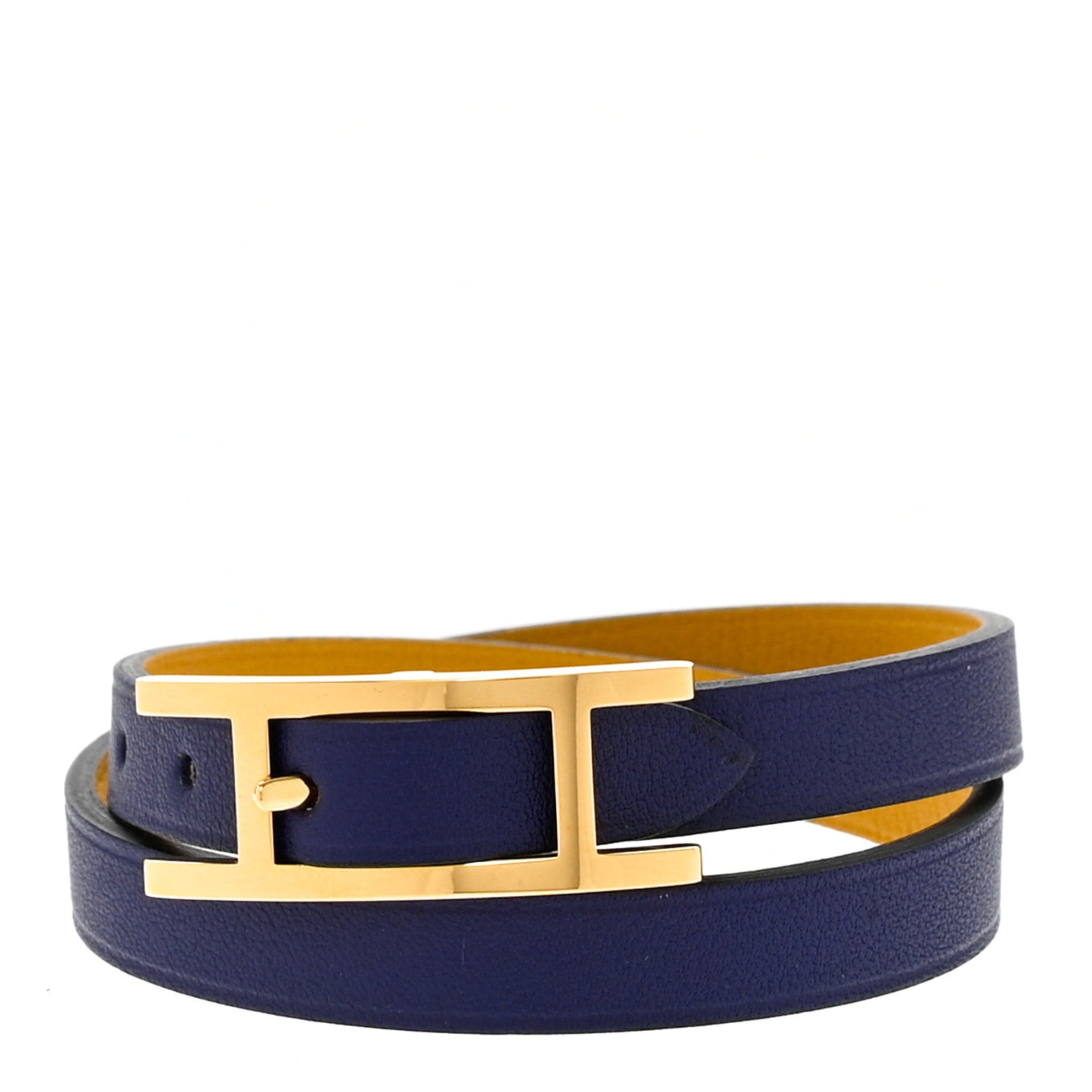 Hermes Swift Behapi Double Tour Bracelet T2 Bleu Encre Ambre 1 of 7