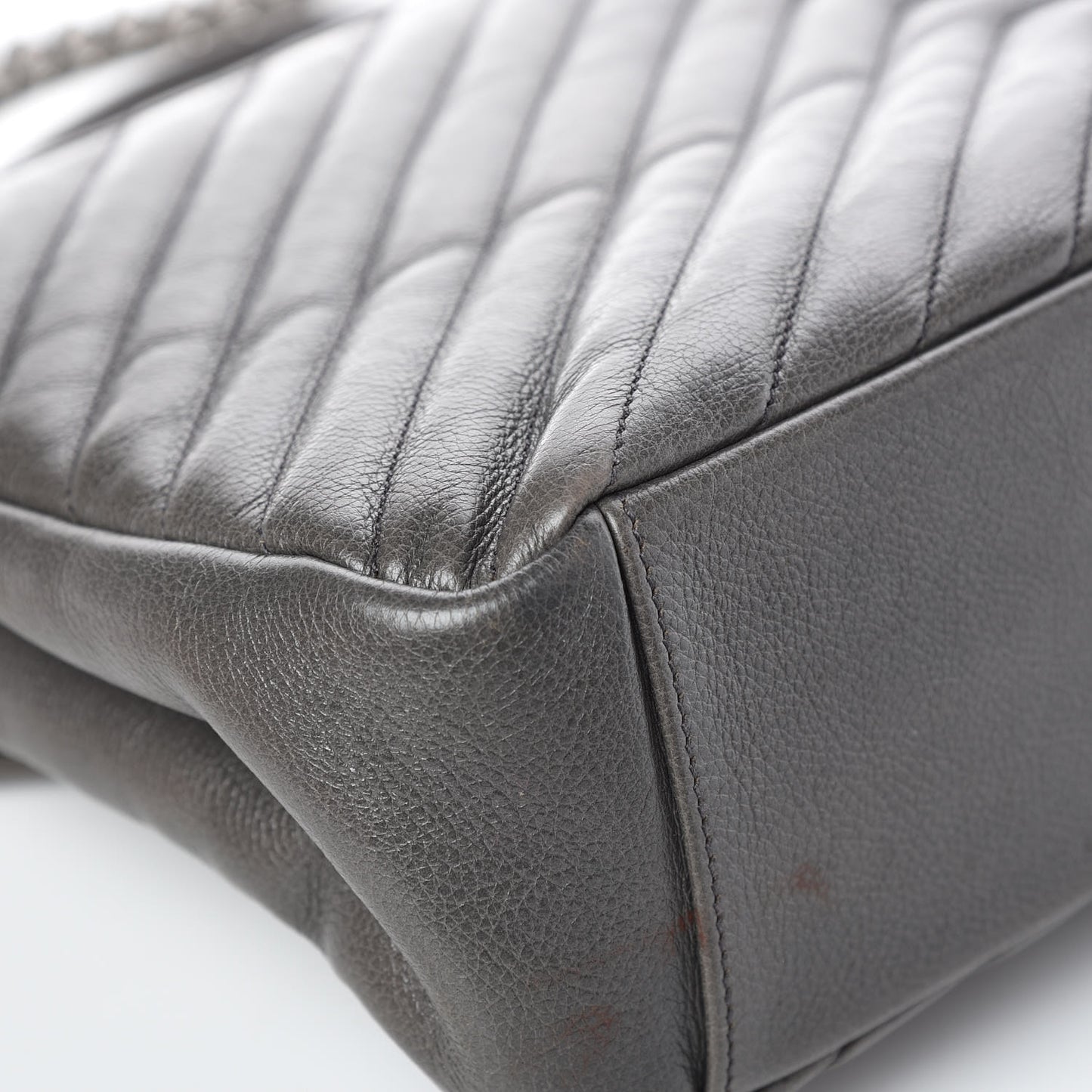 Sheepskin Matelasse Chevron Monogram Large College Satchel Dark Anthracite