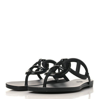 Hermes Rubber Womens Egerie Sandals 36 Black 3 of 9
