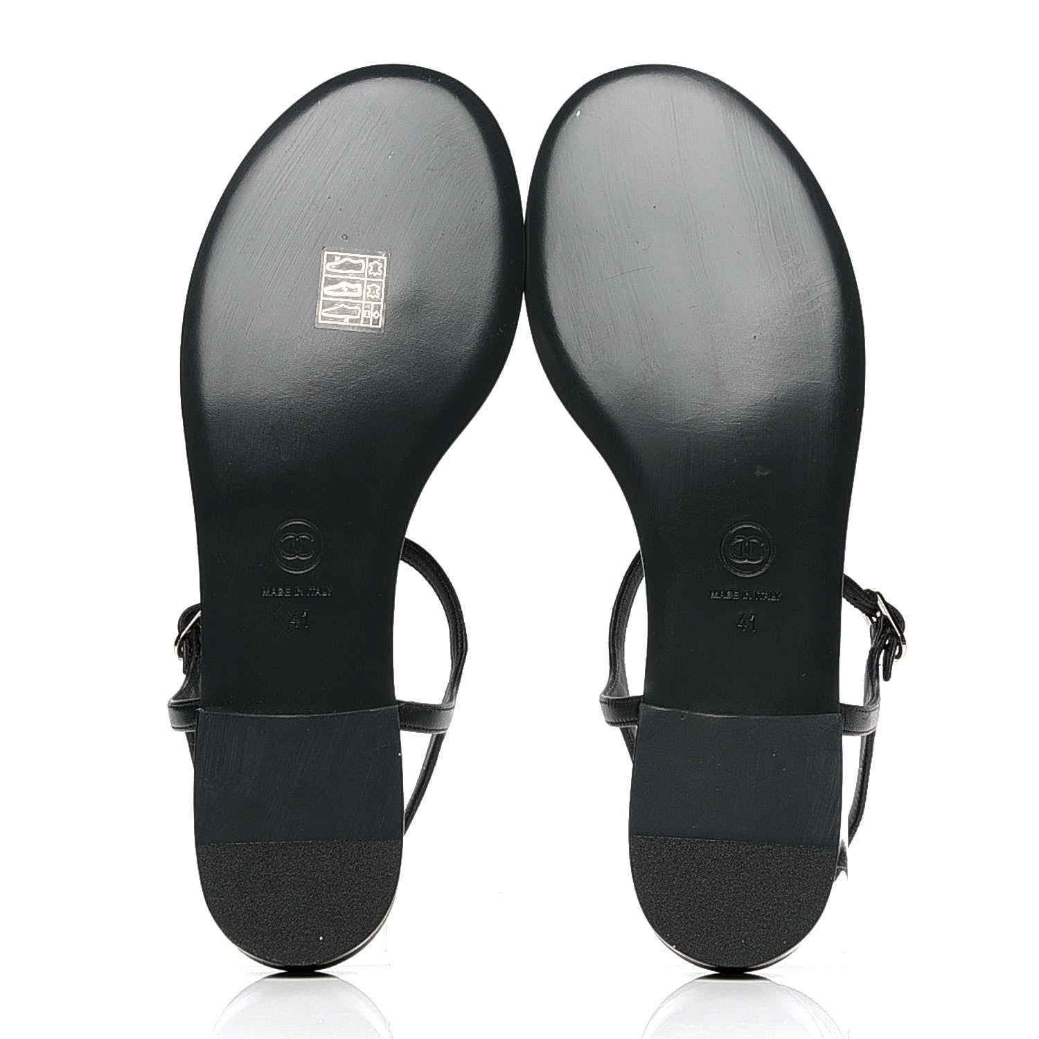 Chanel Lambskin Crystal CC Thong Sandals 41 Navy Blue 4 of 5