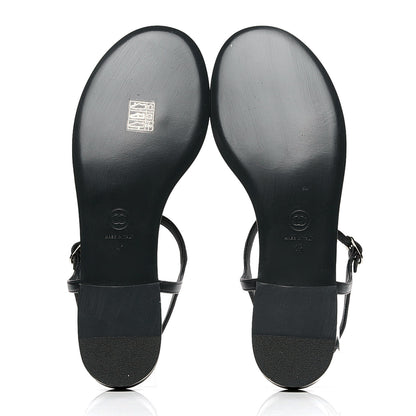 Chanel Lambskin Crystal CC Thong Sandals 41 Navy Blue 4 of 5