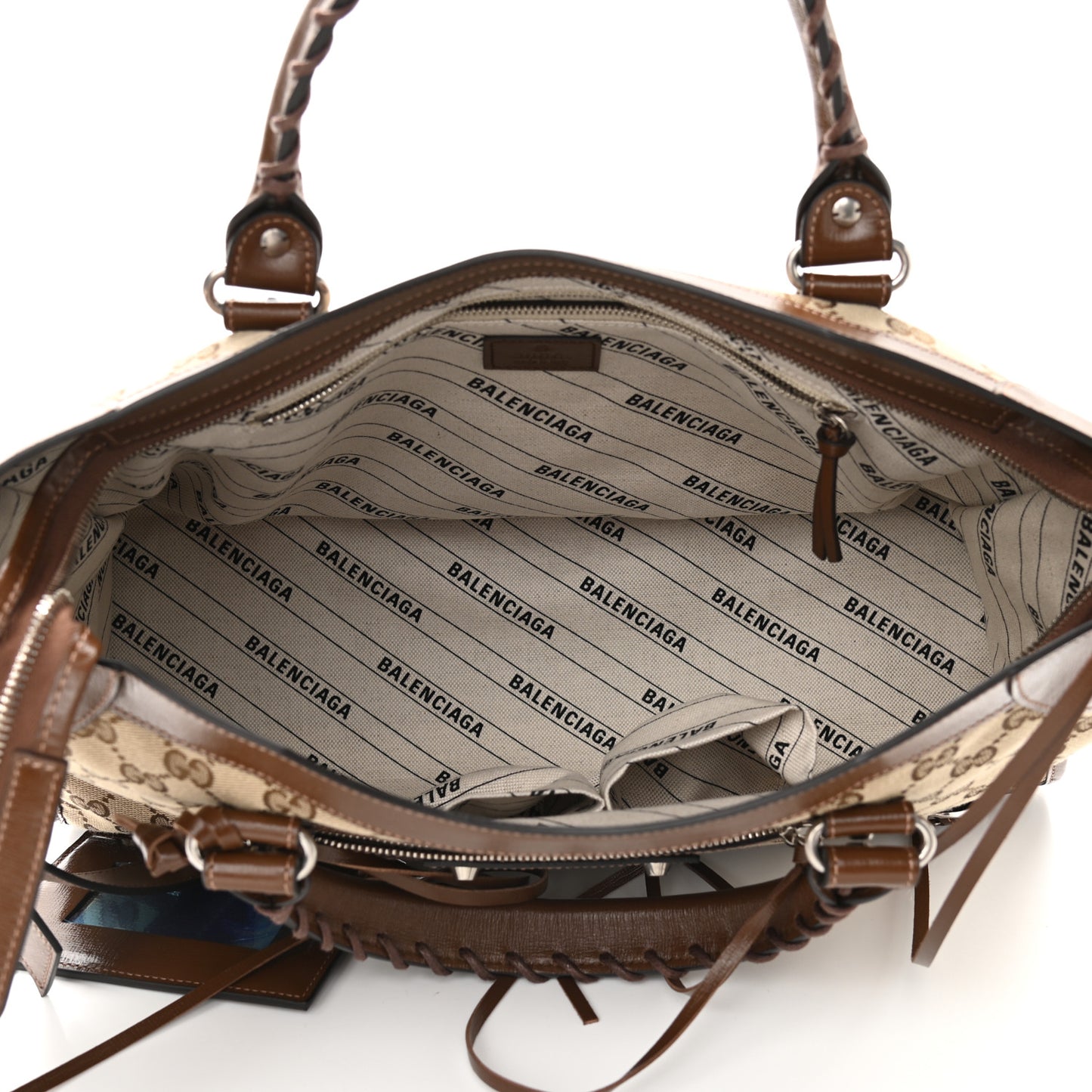 X GUCCI GG Monogram Azalea Calfskin Neo Classic Silver Hardware Medium City Beige Ebony Brown Sugar
