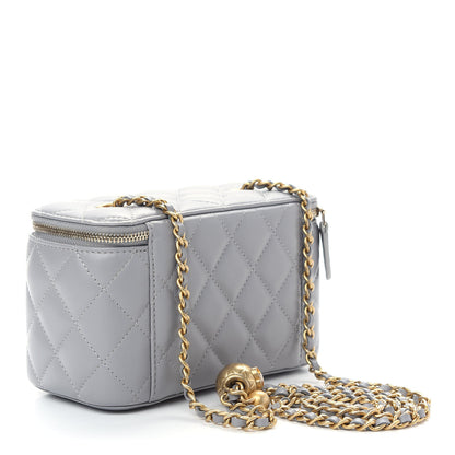 Chanel Lambskin Quilted Small Pearl Crush Vanity Case With Chain Grey 3 of 9