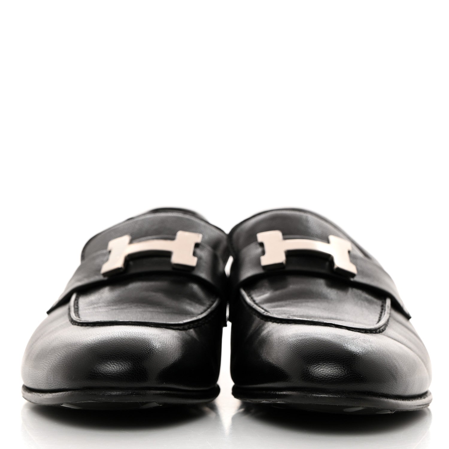 Hermes Goatskin Womens Paris Loafers 36 Black 2 of 9