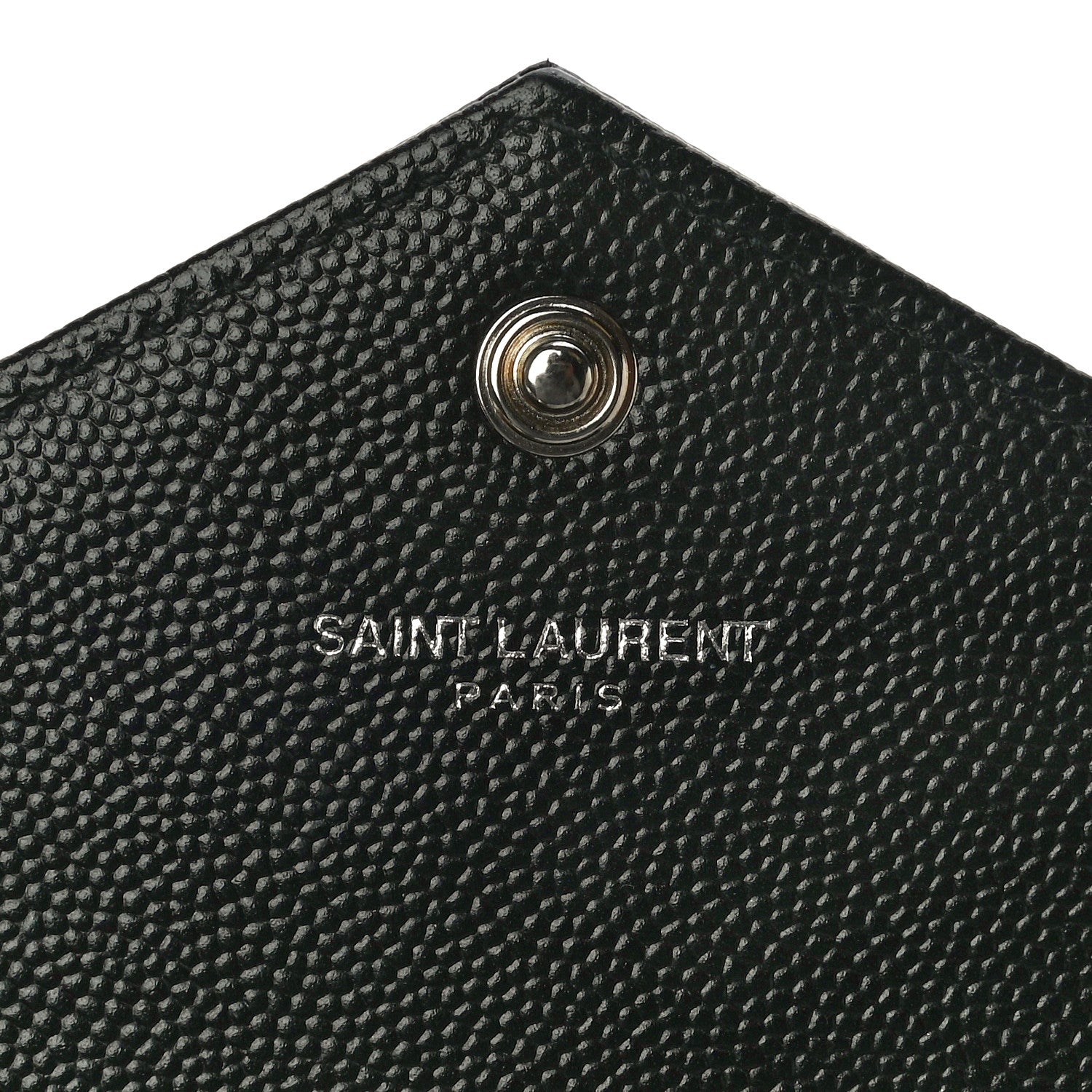 Saint Laurent Grain De Poudre Matelasse Chevron Monogram Envelope Chain Wallet Black 5 of 8