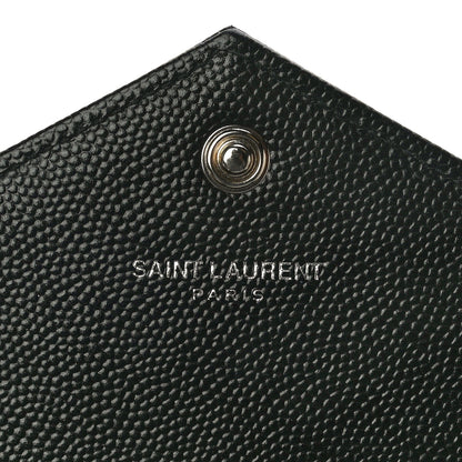Saint Laurent Grain De Poudre Matelasse Chevron Monogram Envelope Chain Wallet Black 5 of 8