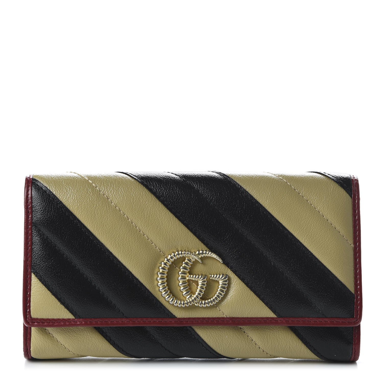 Gucci Azalea Calfskin Matelasse Diagonal Patchwork Torchon GG Marmont Continental Wallet Black Beige Romantic Cerise 1 of 11