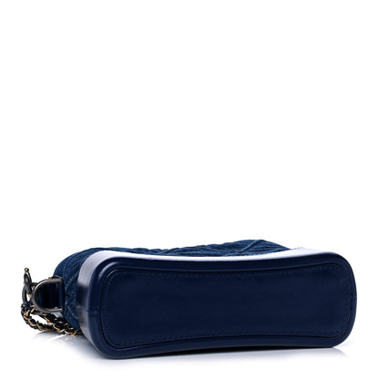 Chanel Denim Calfskin Quilted Small Gabrielle Logo Hobo Blue 4 of 12