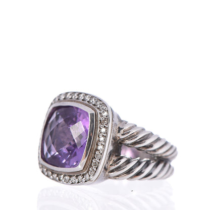 David Yurman Sterling Silver Diamond Amethyst 11mm Albion Ring 52 6 3 of 6