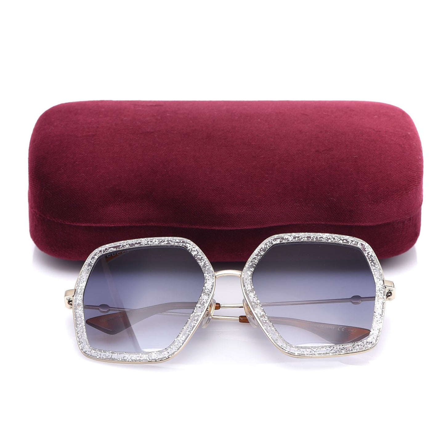 Glitter Acetate Oversize Square Frame Sunglasses GG0106S Silver