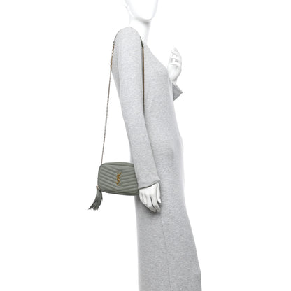 Saint Laurent Grain De Poudre Matelasse Monogram Mini Lou Camera Bag Light Sage 2 of 11