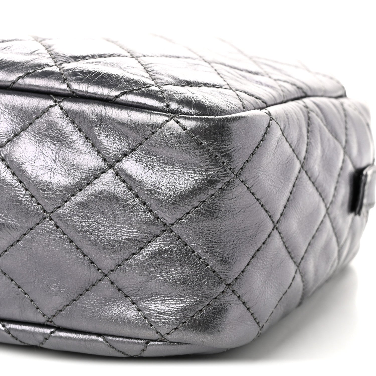 Chanel Metallic Aged Calfskin Quilted Medium Reissue Camera Case Dark Silver 9 of 9