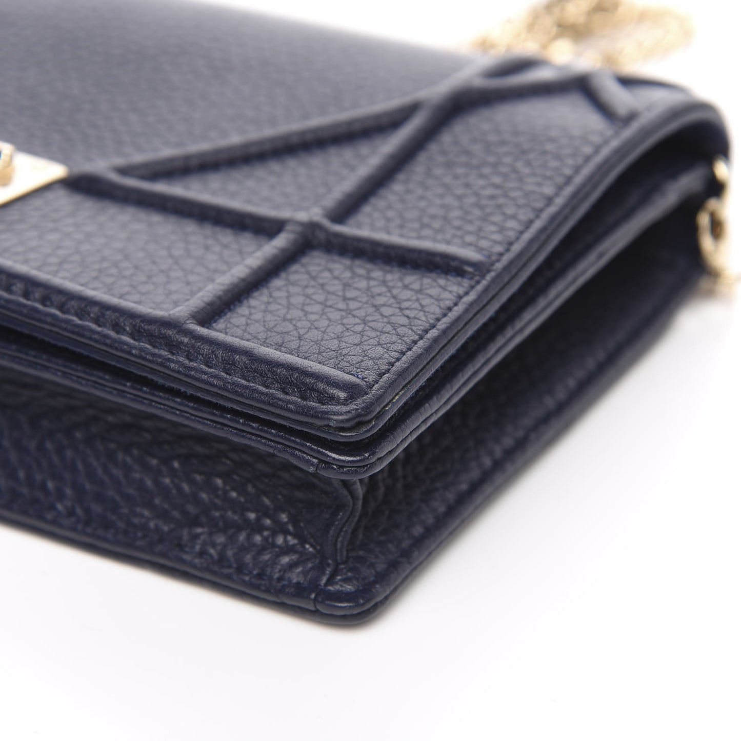 Grained Calfskin Diorama Wallet on Chain Pouch Indigo