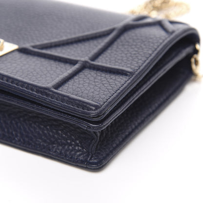 Christian Dior Grained Calfskin Diorama Wallet on Chain Pouch Indigo 8 of 10