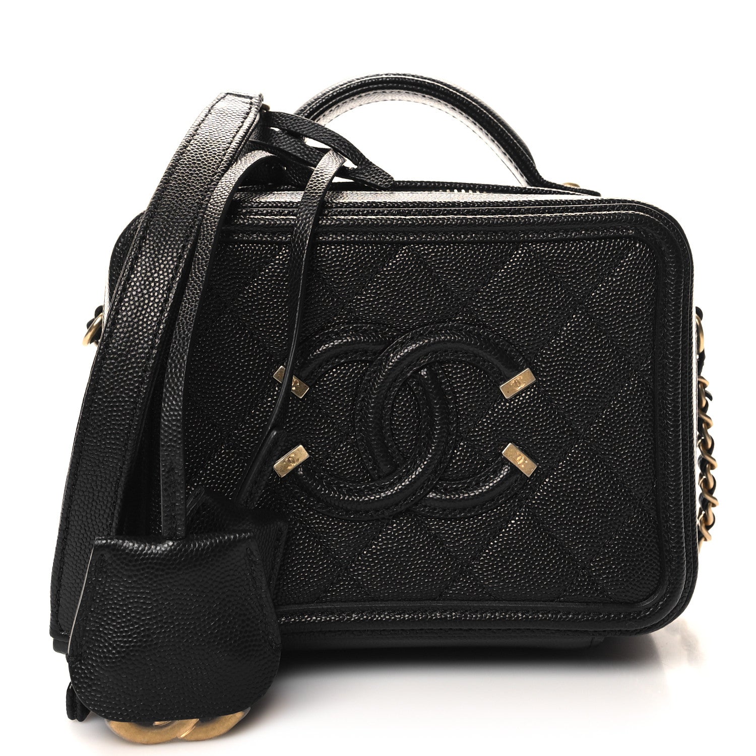Chanel Caviar Quilted Small CC Filigree Vanity Case Black 1 of 11