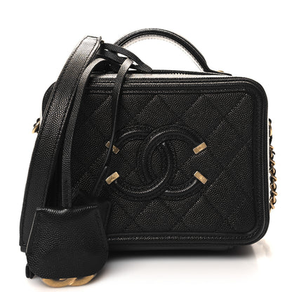 Chanel Caviar Quilted Small CC Filigree Vanity Case Black 1 of 11