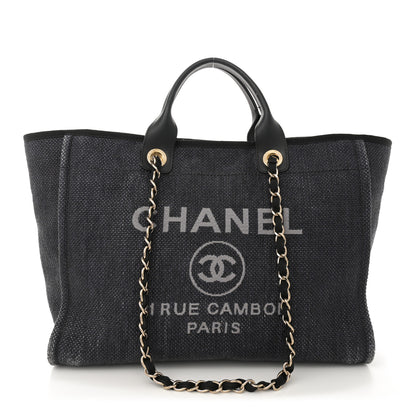Chanel Woven Straw Raffia Medium Deauville Tote Black 1 of 12