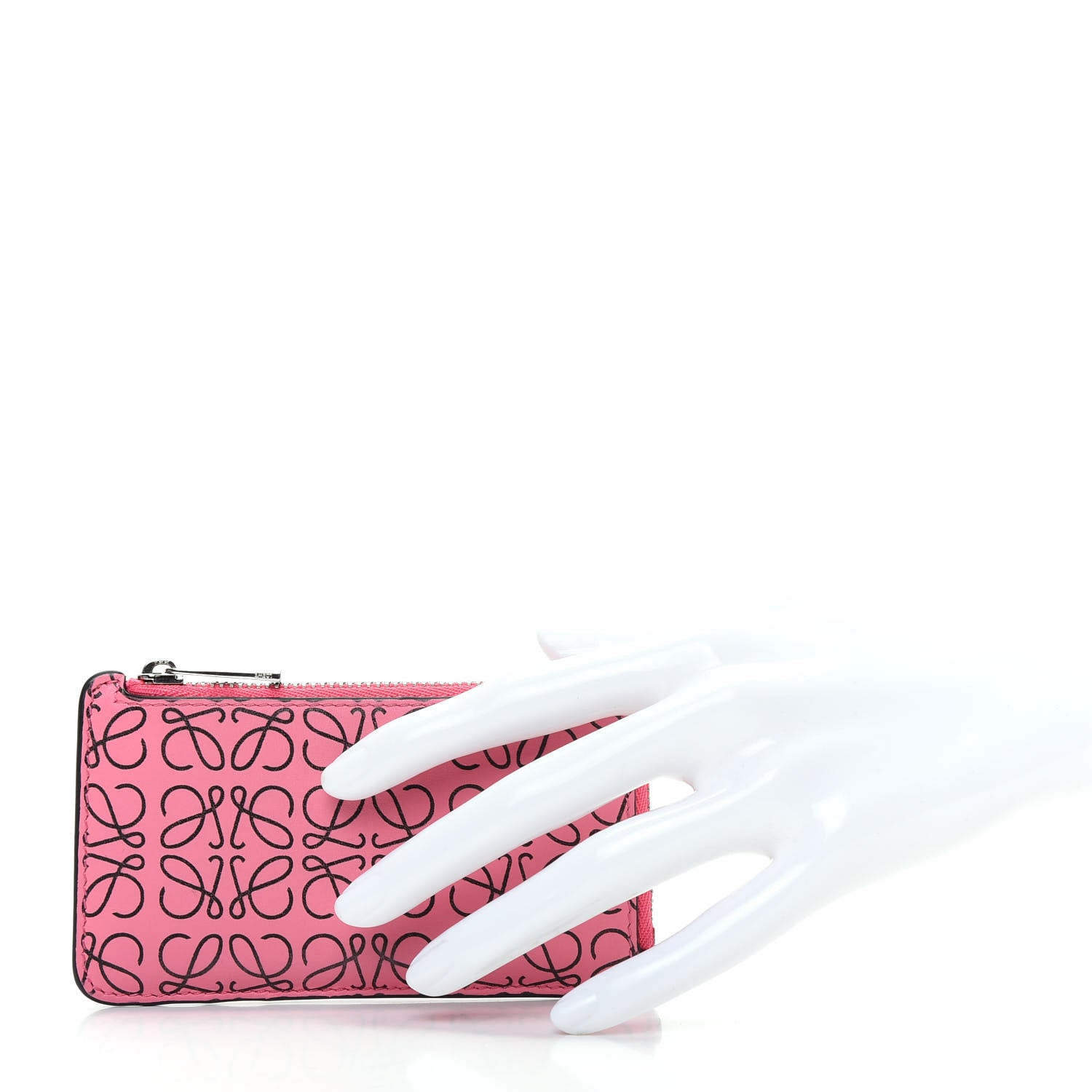 Loewe Engraved Calfskin Anagram Coin Card Holder Wild Rose 2 of 8