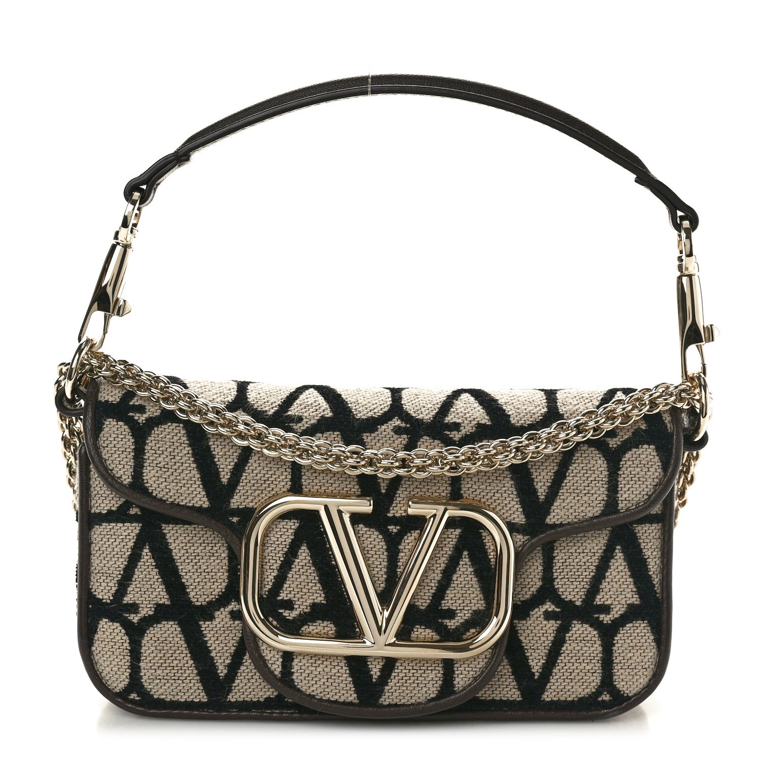 Valentino Garavani Toile Iconographe Nappa Vlogo Small Loco Shoulder Bag Natural Ivory 1 of 10