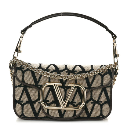 Valentino Garavani Toile Iconographe Nappa Vlogo Small Loco Shoulder Bag Natural Ivory 1 of 10