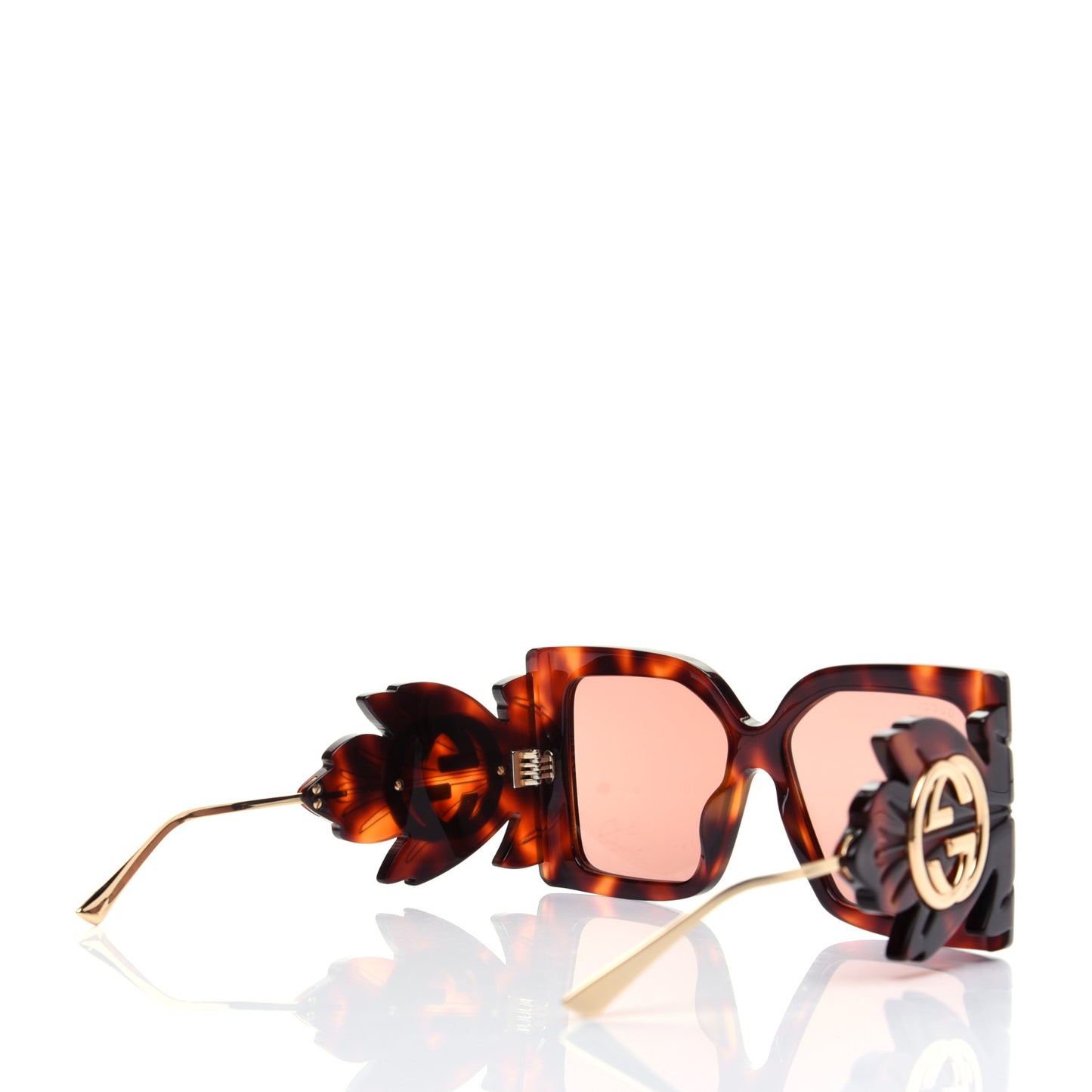 Acetate Square Frame Wing Sunglasses GG0535S Havana