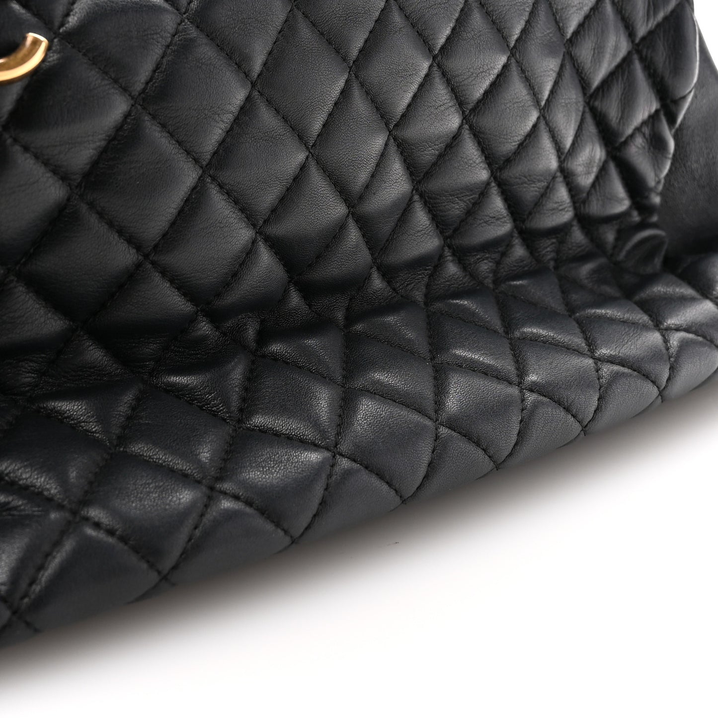 Lambskin Quilted Large Just Mademoiselle Bowling Bag Black