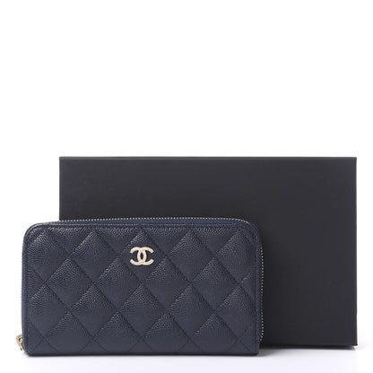 Chanel Caviar Quilted Small Zip Around Wallet Navy 11 of 11