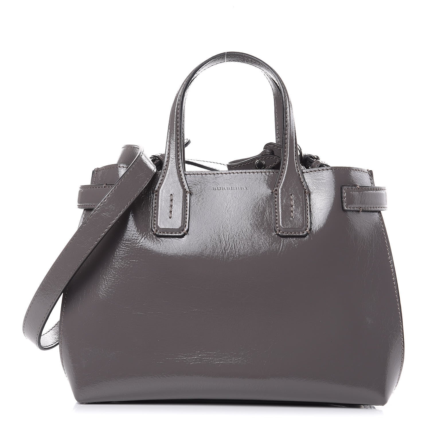 Burberry Soft Calfskin Small Banner Tote Sepia Grey 1 of 9