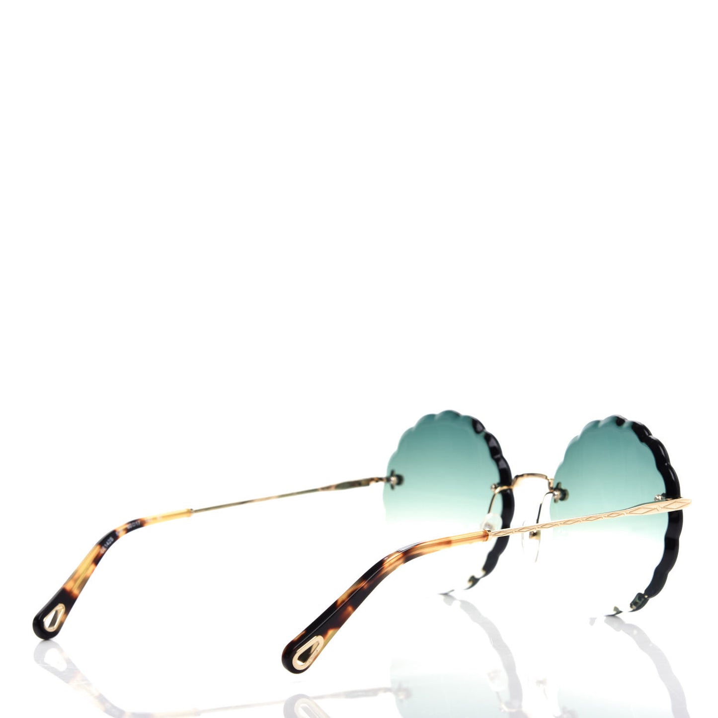 Rosie Bevelled Round Sunglasses CE142S Gold Gradient Green